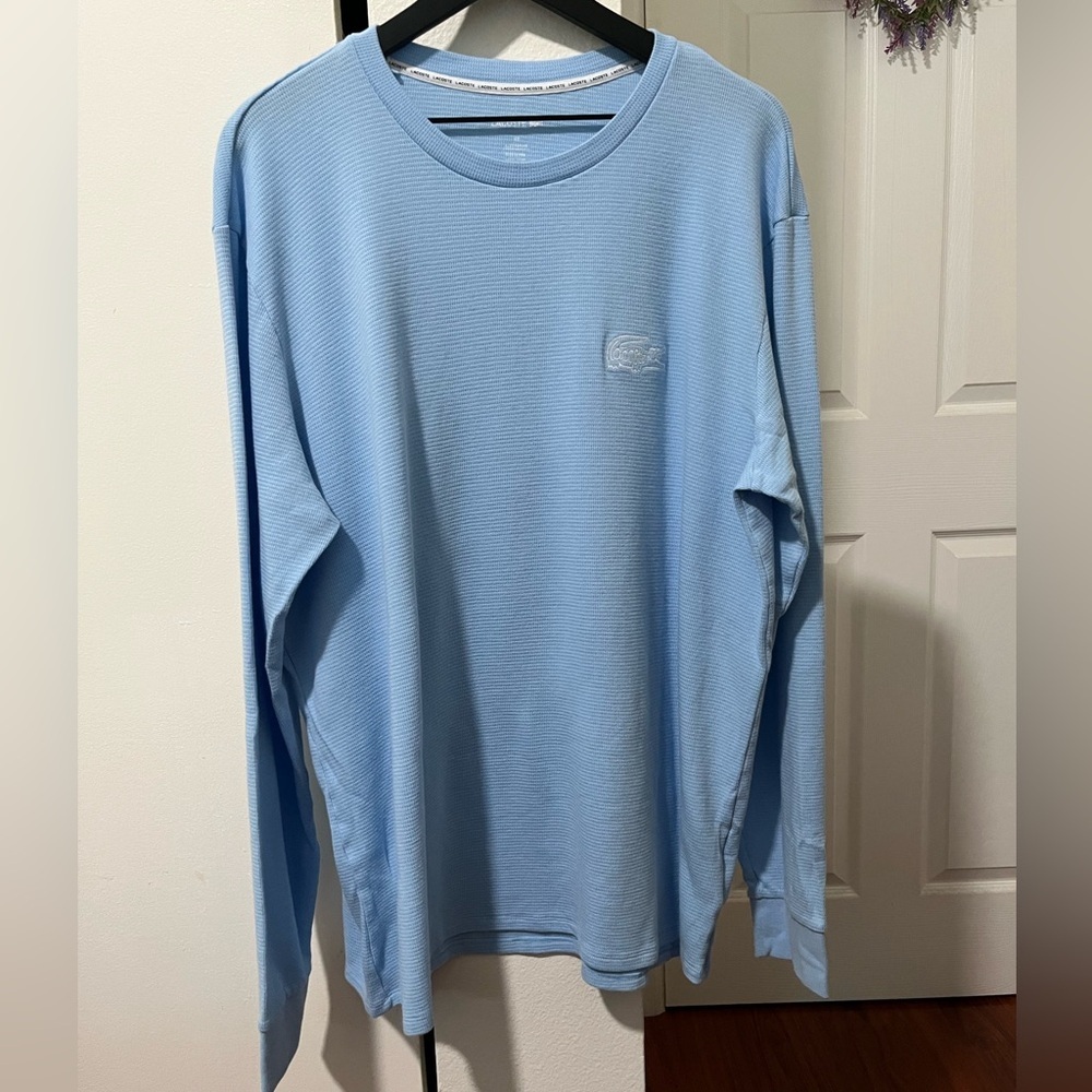 Lacoste Light Blue Long Sleeve Crew Neck Thermal Shirt